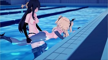Genshin Impact - Beidou Fucks Fischl At The Pool With A Strapon free video