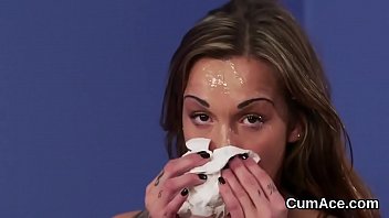Kinky Stunner Gets Cum Load On Her Face Swallowing All The Cum free video