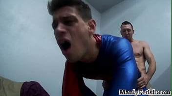 Superman Hunk Pounded Bareback From Behind free video