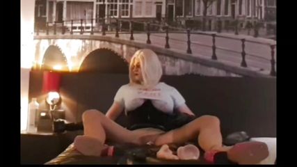 Blonde Big-Titted Slut Fucking Herself On Bed 2023 free video