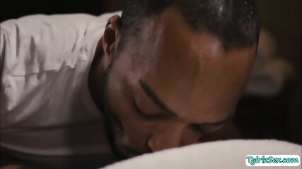 Black Masseur Throated And Analed His Busty Shemale Customer free video